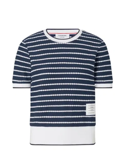 Thom Browne Striped T-shirt In Blue