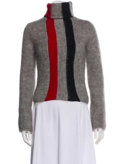 Pre-owned Thom Browne Striped Turtleneck Sweater In Gray