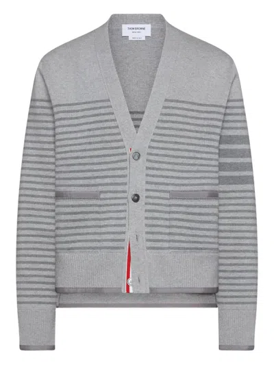 Thom Browne Striped V-neck Cardigan In Multi