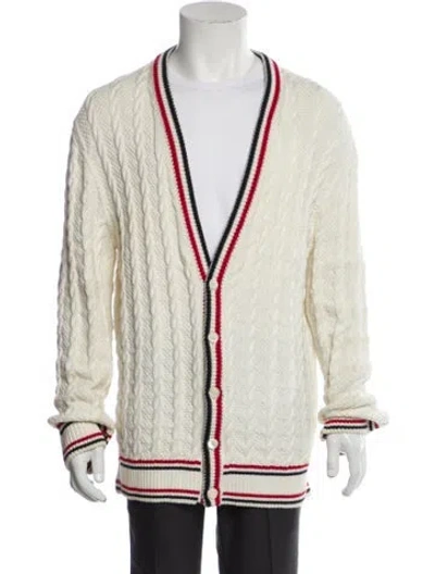 Pre-owned Thom Browne Striped V-neck Cardigan In Neutral