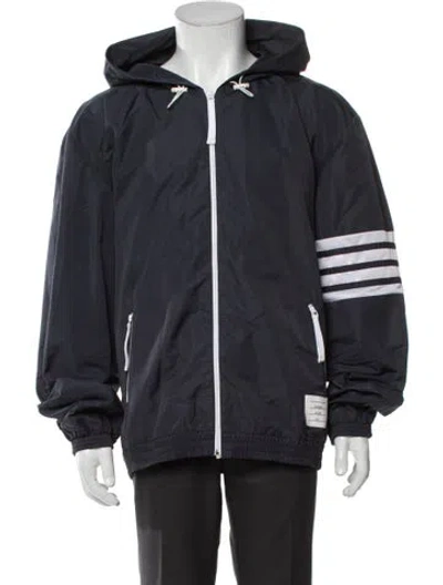 Pre-owned Thom Browne Striped Windbreaker In Blue