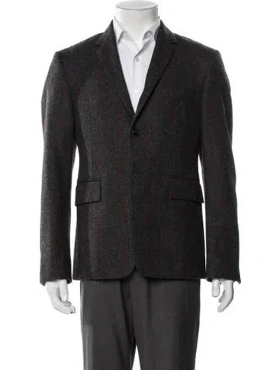 Pre-owned Thom Browne Striped Wool Blazer In Gray
