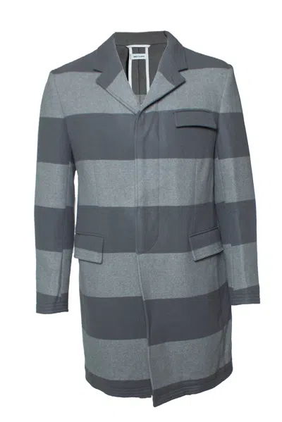 Thom Browne , Striped Wool Coat In Grey In Gray