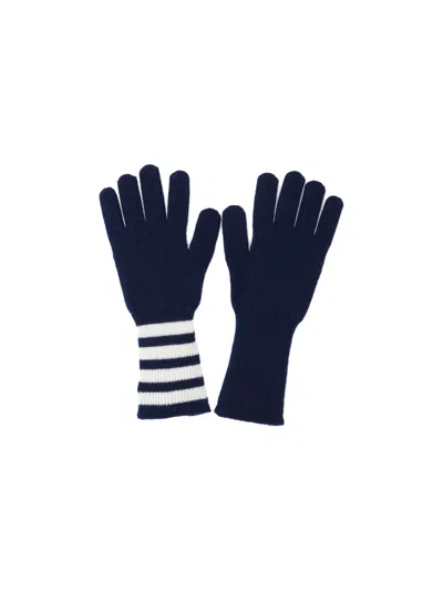 Thom Browne Striped Wool Gloves In Blue