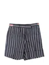 THOM BROWNE STRIPED WOOL SHORTS