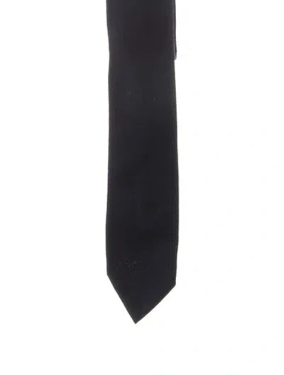 Pre-owned Thom Browne Striped Wool Tie In Black