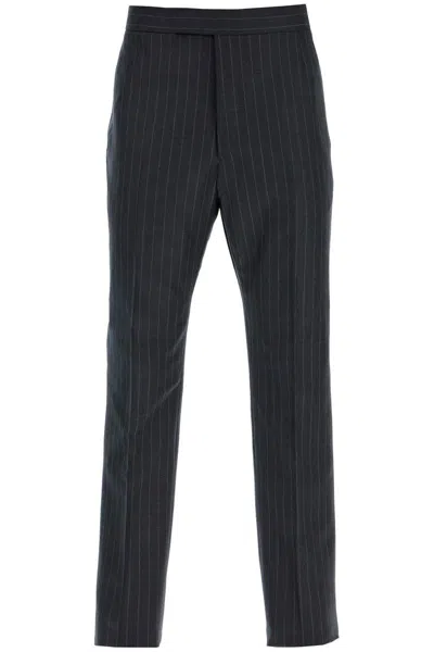 Thom Browne Fit 1 Backstrap Trouser In Pin Stripe Wool Suiting In Multicolor