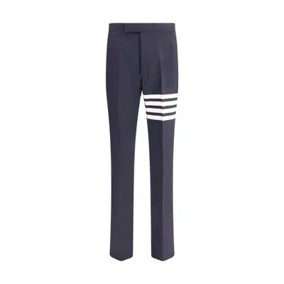 Thom Browne Striped Wool Trousers In Blue