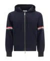 Thom Browne Striped Zip-up Hoodie In Black
