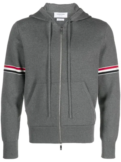 THOM BROWNE STRIPED ZIP-UP HOODIE