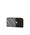 Thom Browne Striped Zip Wallet In Black