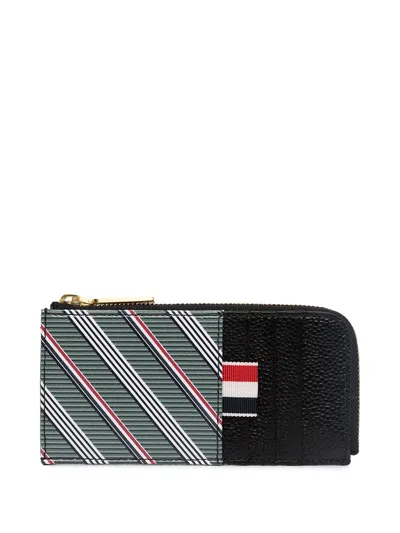 Thom Browne Striped Zip Wallet In Grau
