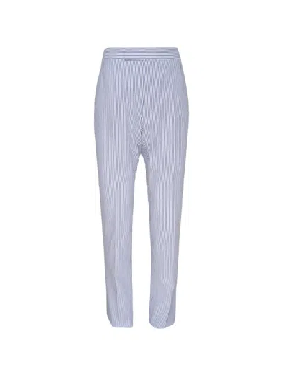 Thom Browne Striped-pattern Back-strap Tailored Trousers In White
