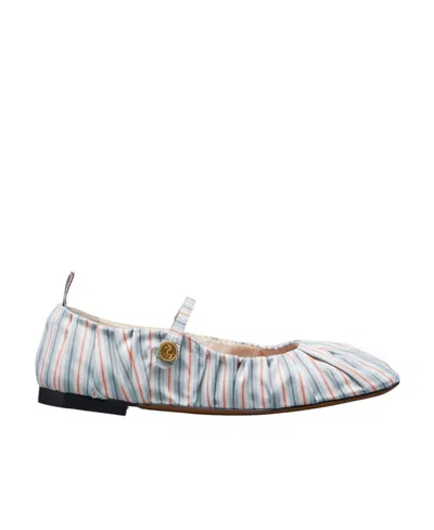 Thom Browne Stripe-pattern Cotton Ballerina Shoes In Multi