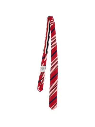 Thom Browne Stripe-patterned Tie In Red