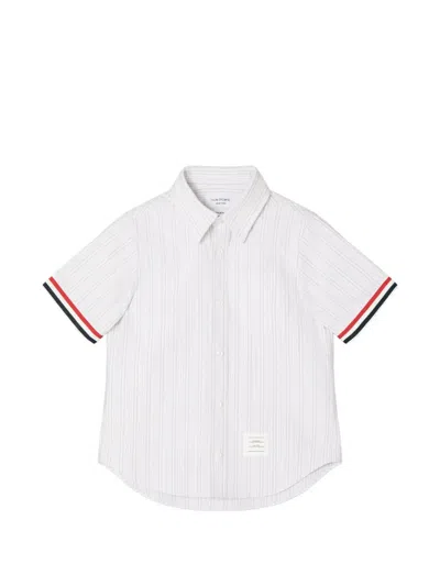 Thom Browne Kids' Stripe-print Oxford Shirt In White