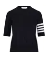Thom Browne Ribbed Hem Crewneck Short Sleeves Striped Sleeve