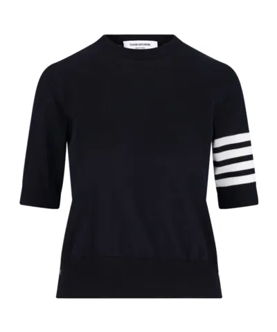 THOM BROWNE THOM BROWNE 4 BAR SHEER SLEEVED FINE-KNITTED T-SHIRT