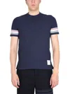 Thom Browne Striped Crewneck T-shirt In Blue
