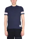 Thom Browne Striped Crewneck T-shirt In Blue