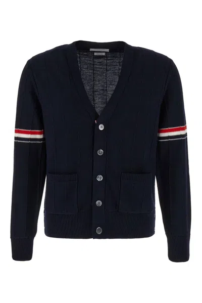 Thom Browne Stripped Buttoned Cardigan In Blue