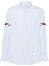 Thom Browne Striped Buttoned Shirt In Blue