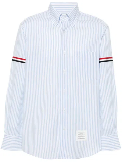 Thom Browne Stripped Cotton Shirt In Blue