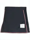 Thom Browne Structured Black Midi Skirt With Contrasting Piping In Blue