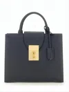 Thom Browne Structured Calf Leather Tote Bag With Gold-tone Lock In White