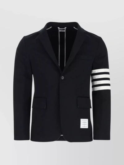 Thom Browne Structured Cotton Blazer With Notch Lapels In Black