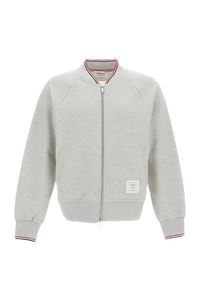 THOM BROWNE STRUCTURED GREY JACKET WITH CLASSIC SILHOUETTE
