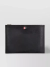 THOM BROWNE STRUCTURED LEATHER LOGO CLUTCH