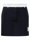 Thom Browne Structured Mini Skirt With Contrast Waistband And Signature Details In Black