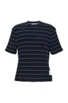 Thom Browne Dark Blue Striped T-shirt In Black