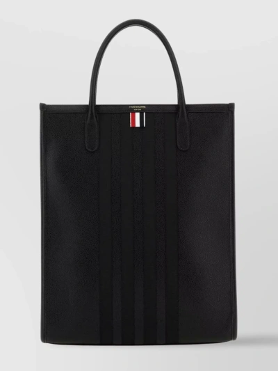 Thom Browne Structured Vertical Tote Handbag In Black