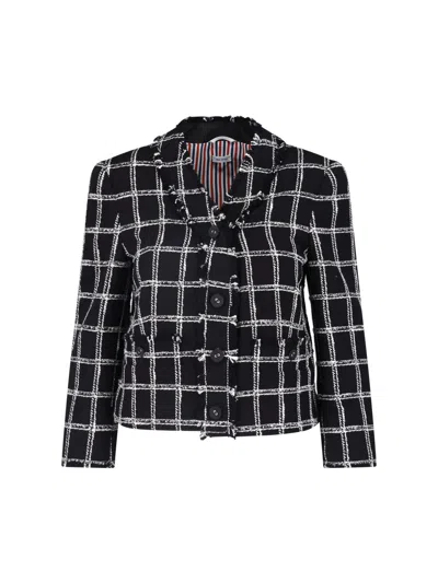 Thom Browne Structured Wool-cotton Blend Jacket For Women In Multi