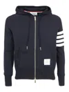 Thom Browne Navy Classic Loopback 4-bar Full Zip Hoodie In Blue