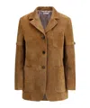 Thom Browne Beige Calf Leather Bos Taurus Coat In Brown