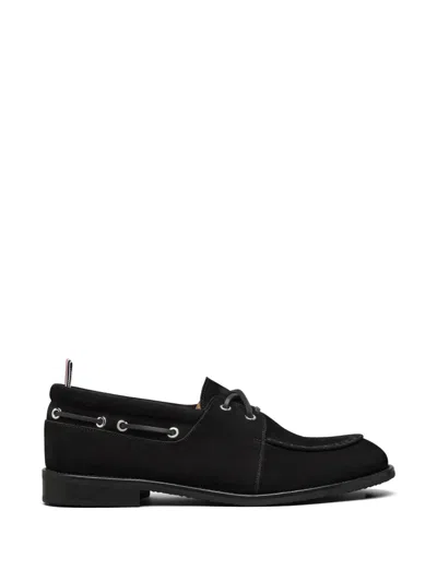 Thom Browne Suede Boat Shoes In Black