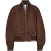 Thom Browne Suede Bomber Jacket In Brown