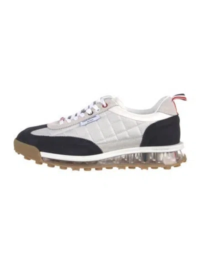 Pre-owned Thom Browne Suede Colorblock Pattern Sneakers In White