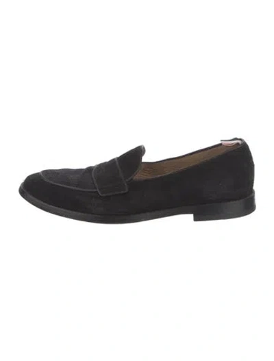 Pre-owned Thom Browne Suede Loafers In Black