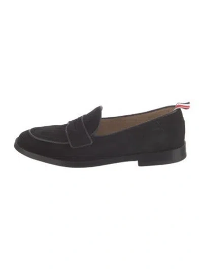 Pre-owned Thom Browne Suede Loafers In Black