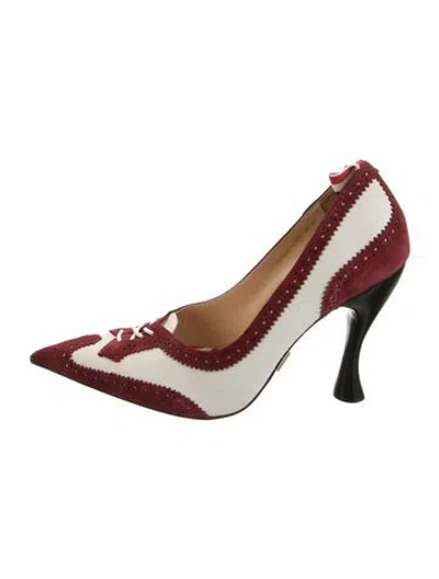 Pre-owned Thom Browne Suede Patterned Pumps In Red