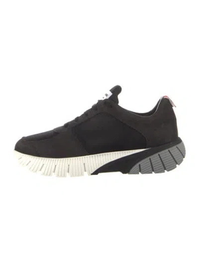 Pre-owned Thom Browne Suede Sneakers In Black