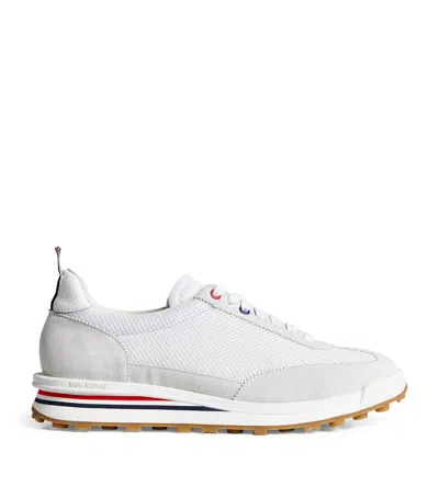 Thom Browne Suede-trim Technical Tricolour Sneakers In White
