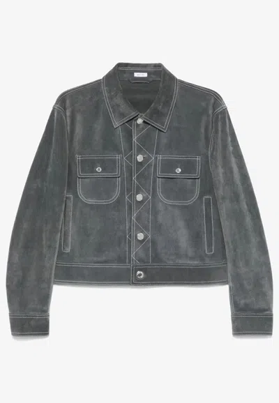 THOM BROWNE SUEDE UTILITY JACKET