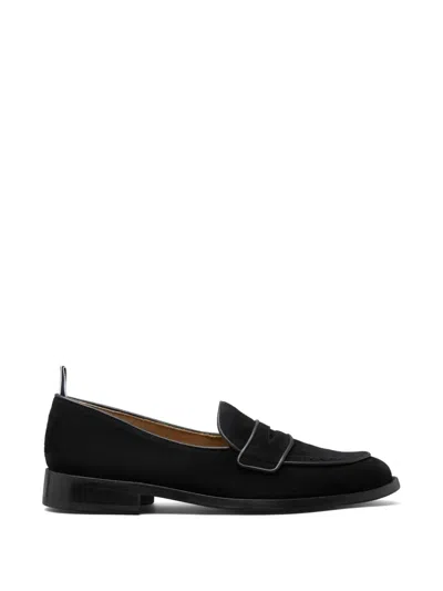 Thom Browne Suede Varsity Penny Loafers With Leather Soles In Multi
