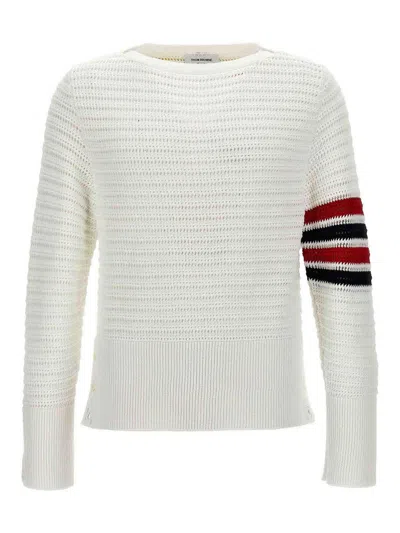 THOM BROWNE FAUX CROCHET STITCH SWEATER