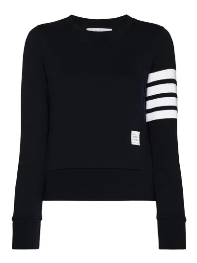 Thom Browne Blue Jersey Sweatshirt With 4bar Detail